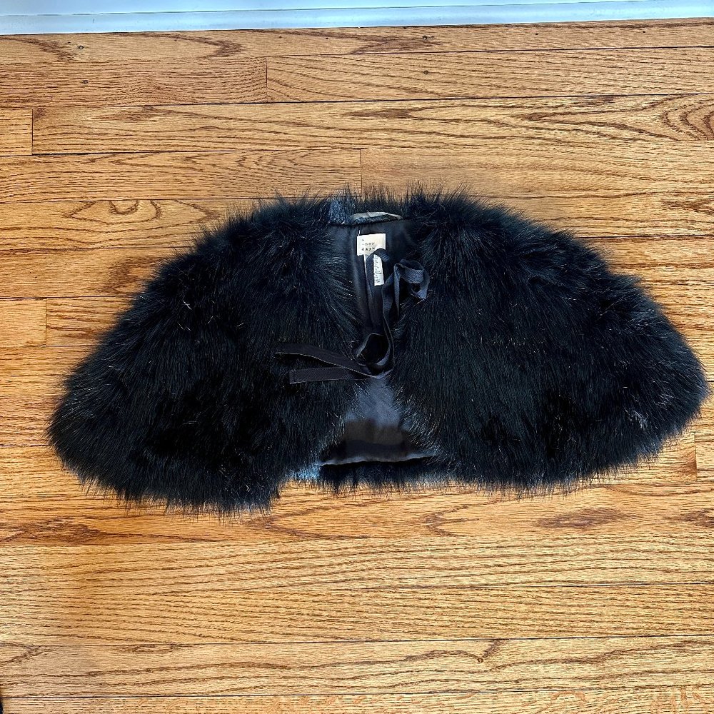 Faux Fur Black Shawl